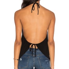 Open back black halter top