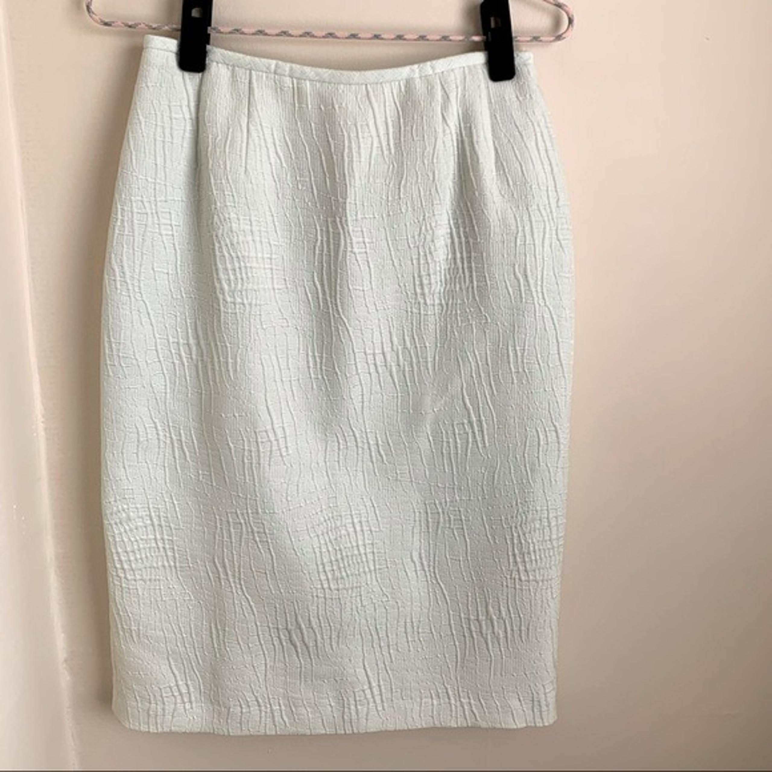 Albert Nipon Vintage Silk Blend Textured Pencil Skirt Green Sz 4
