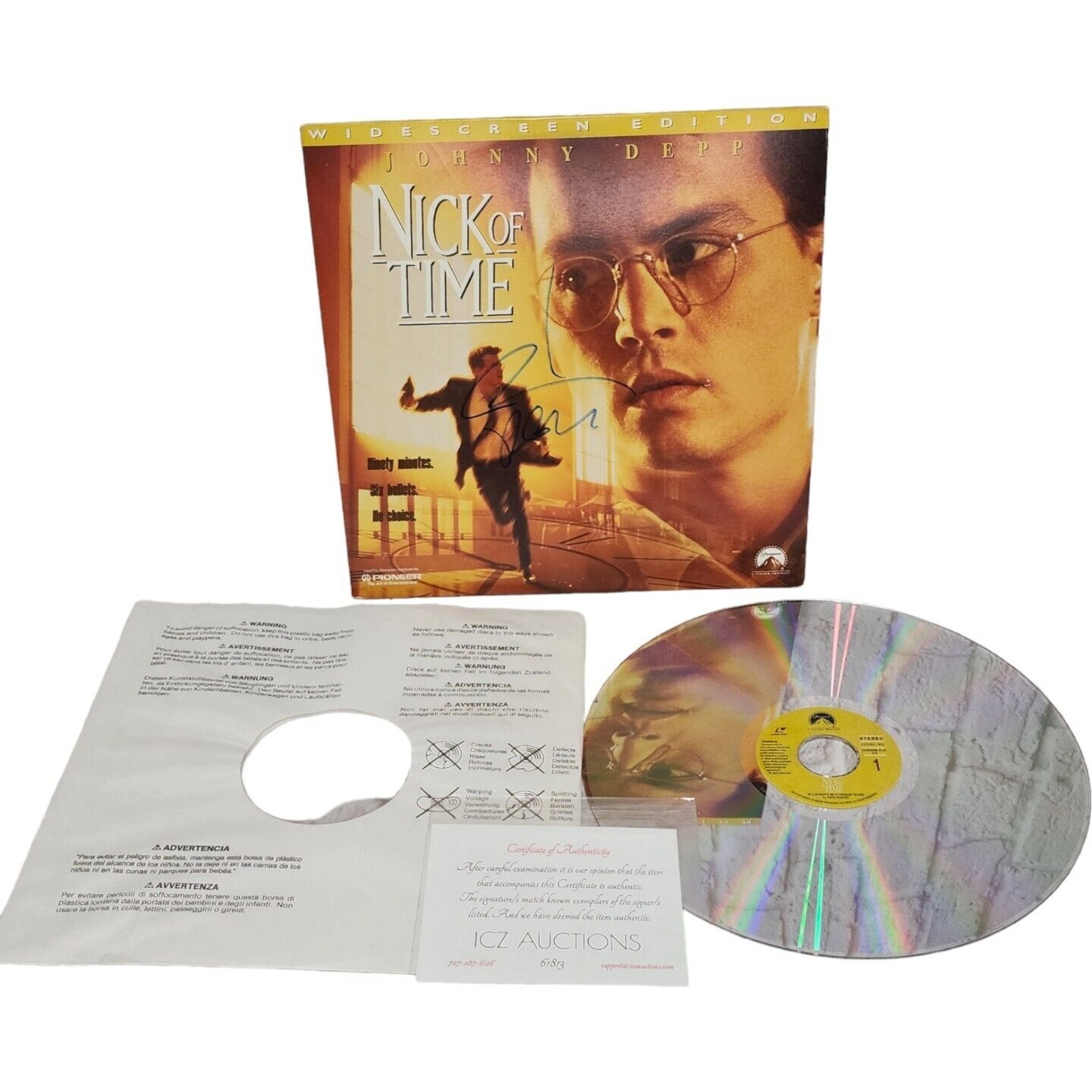 Laser Disc Johnny Depp Signed Autographed Nick of Time Laserdisc with COA