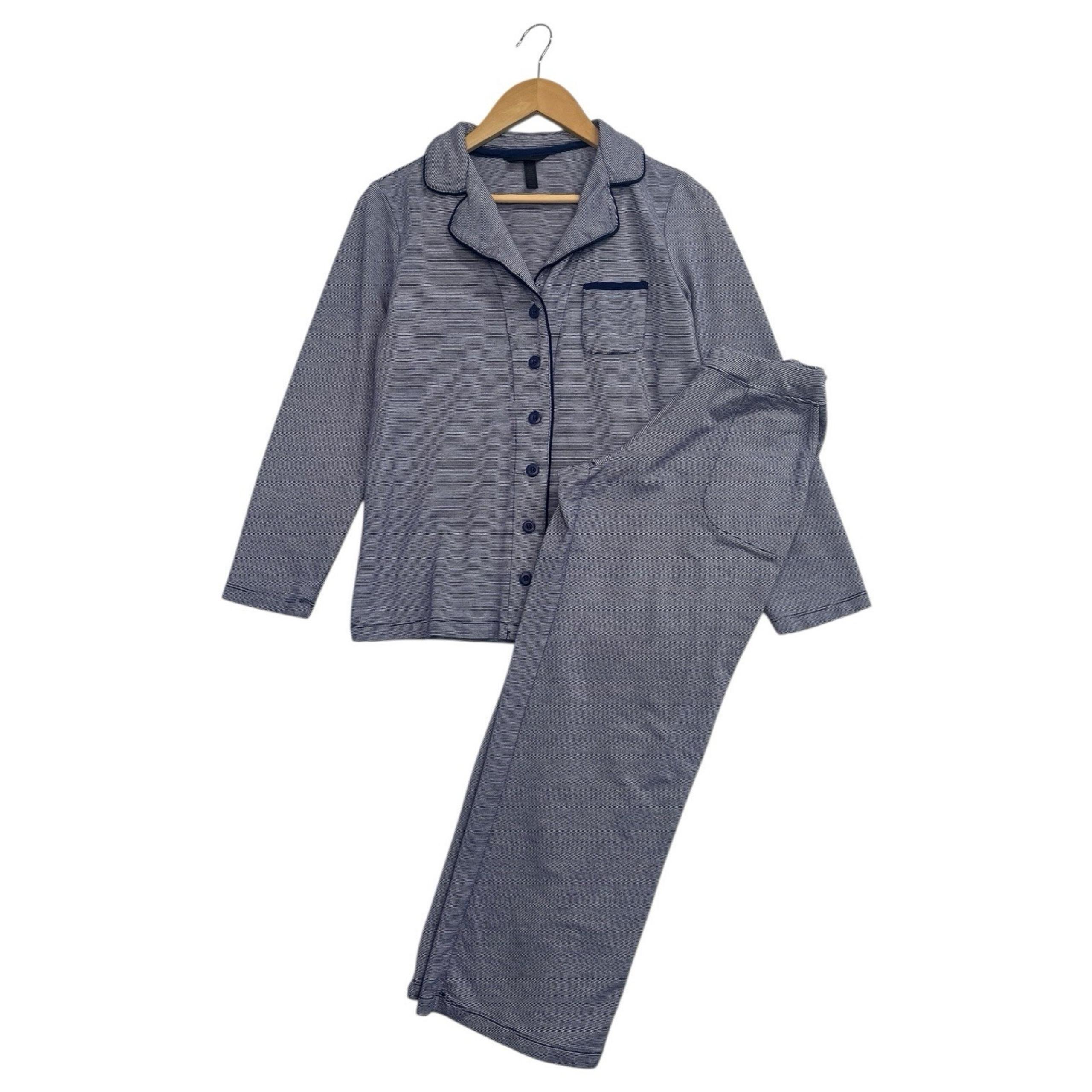 Soma Intimates Pajama Set Womens Small Blue Striped 2 Piece Capri Bamboo Cozy