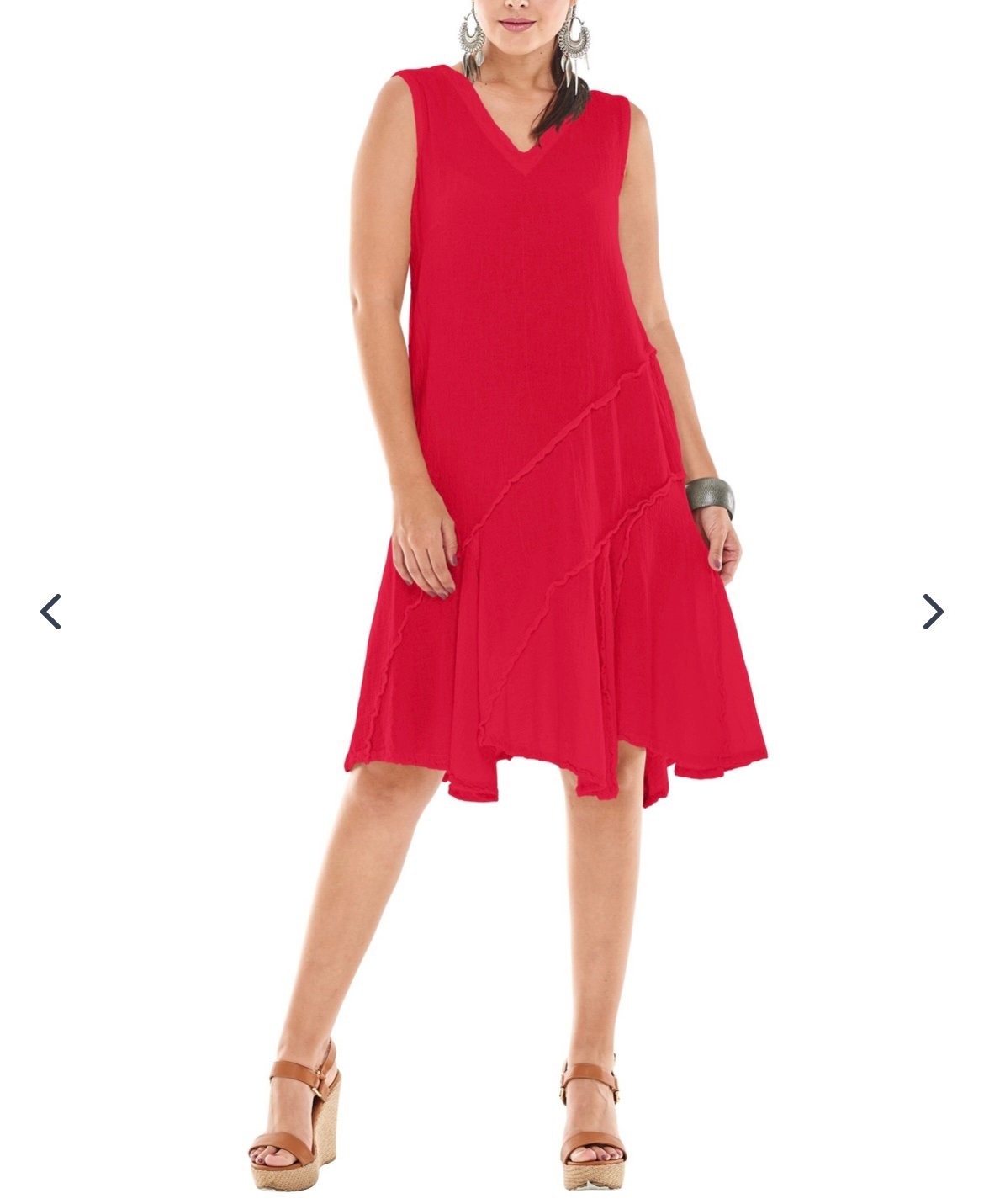 Oh My Gauze 100% Cotton Red Dress Tabasco Crimson Gauzy beach lagenlook 1 S / M