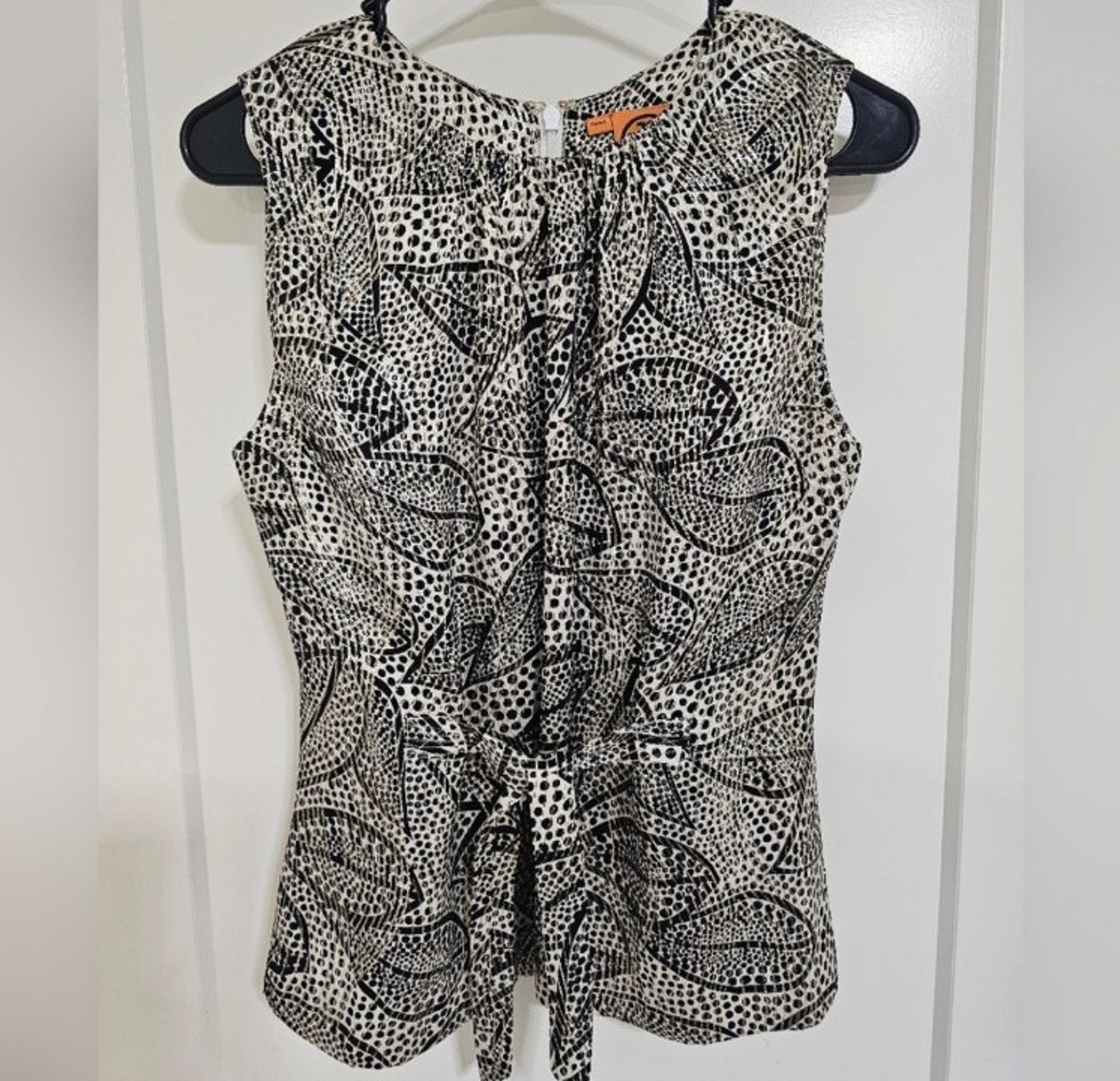 Tory BurchWomens Gold Black Sleeveless Round Neck Back Zip Blouse