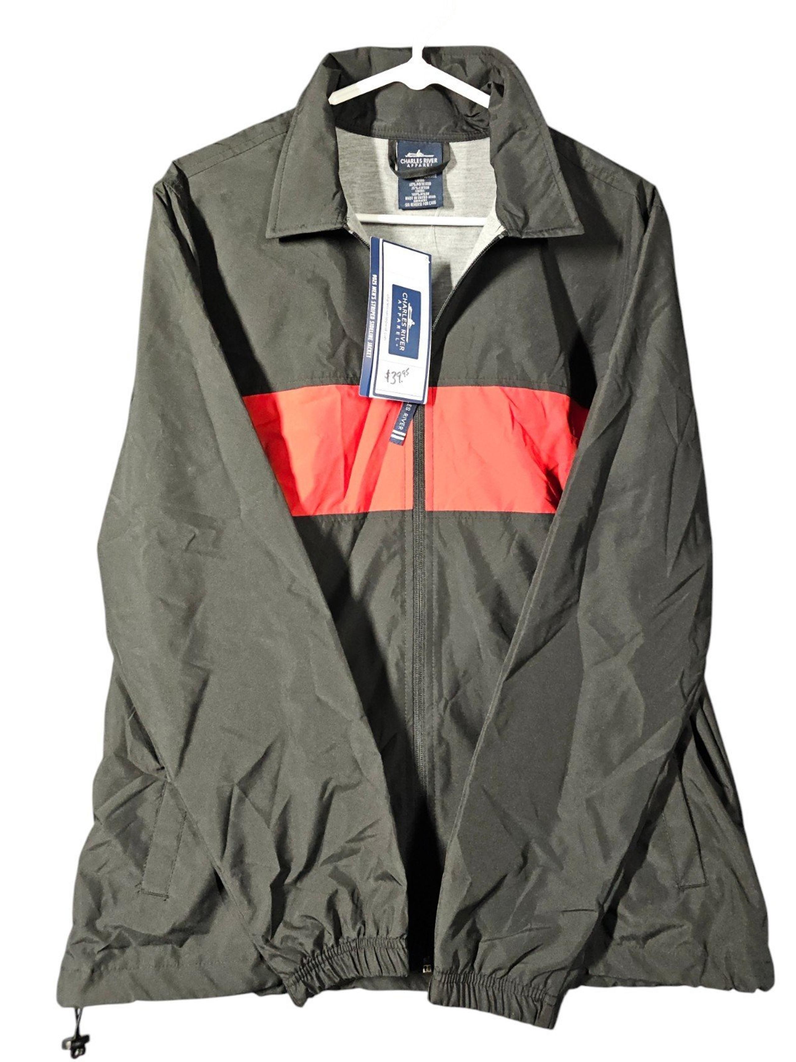 Charles River Apparel  Men's Sideline Jacket Style 9025 Black/Red Small Striped