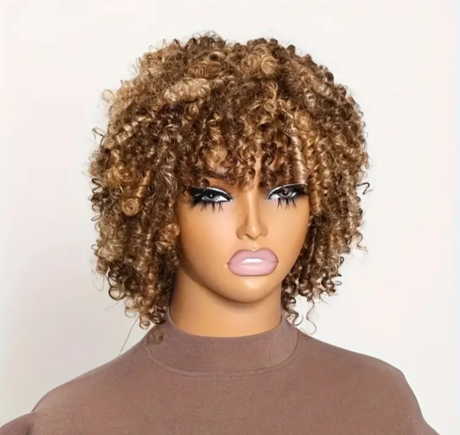 Highlight Afro Kinky Curly with Bangs, Bouncy Curls