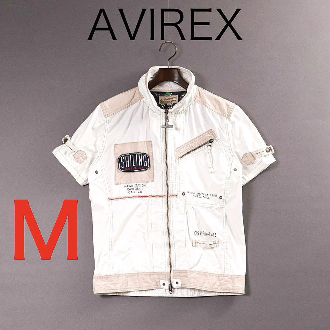 AVIREX Cotton Short-Sleeve Double Zip Jacket