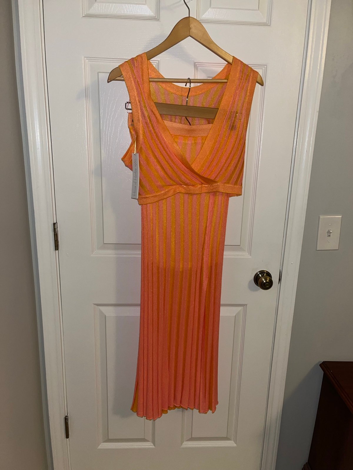 House of Harlow 2 Piece Maxi Skirt Set, Orange & Pink Stripe, Small, NWT