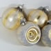 Vtg West Germany DBGM Indent Mercury Glass Ball Ornaments Lot Ivory Gold Glitter