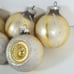 Vtg West Germany DBGM Indent Mercury Glass Ball Ornaments Lot Ivory Gold Glitter