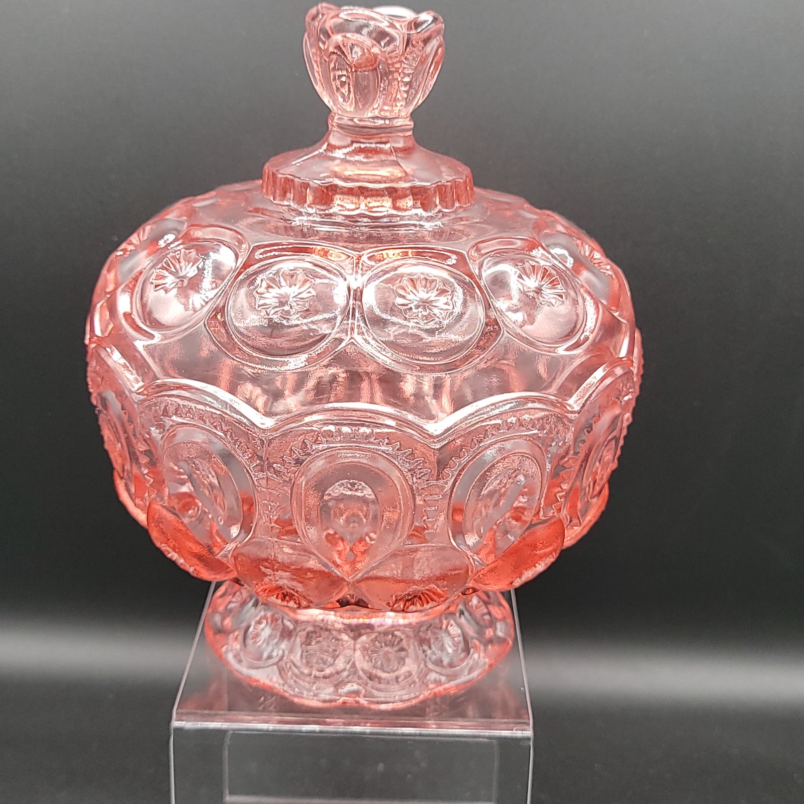 HTF Pink Moon and Star Covered Compote.