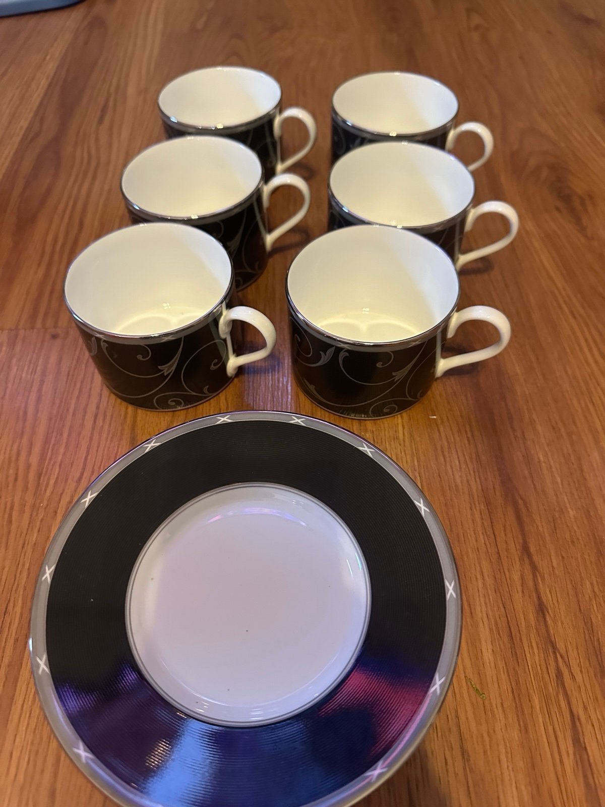 Mikasa Bone China elegant scroll black dishes 11 pc