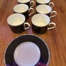 Mikasa Bone China elegant scroll black dishes 11 pc