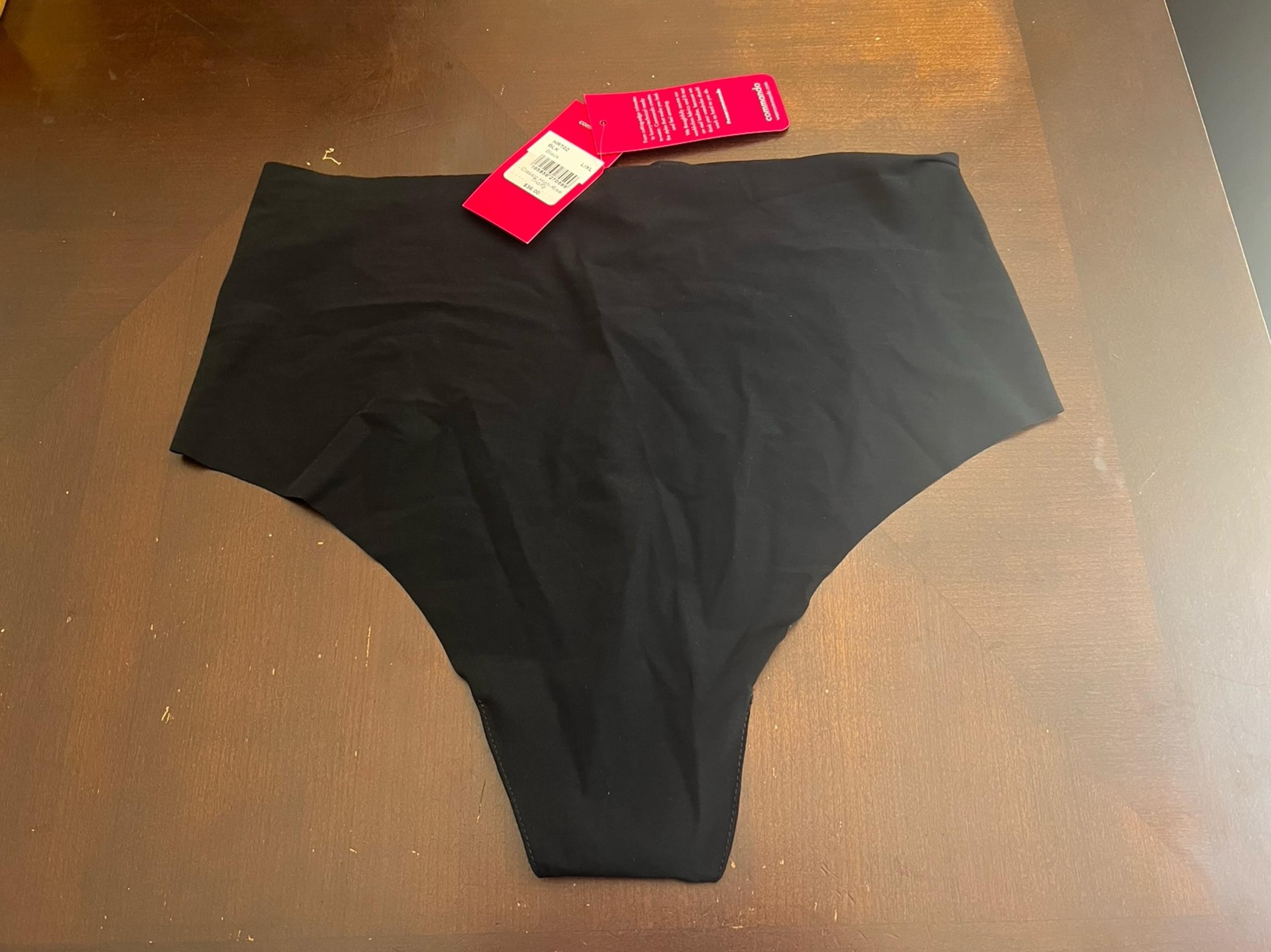 Classic High Rise Thong- Black- Size L/XL - Commando