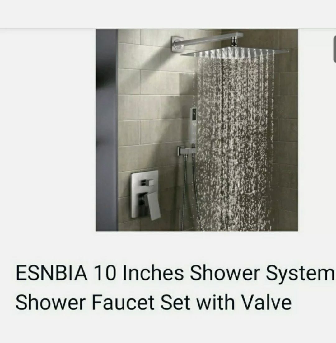 ESNBIA 10 INCH SHOWER SYSTEM-SHOWER FAUCET SET WITH VALVE