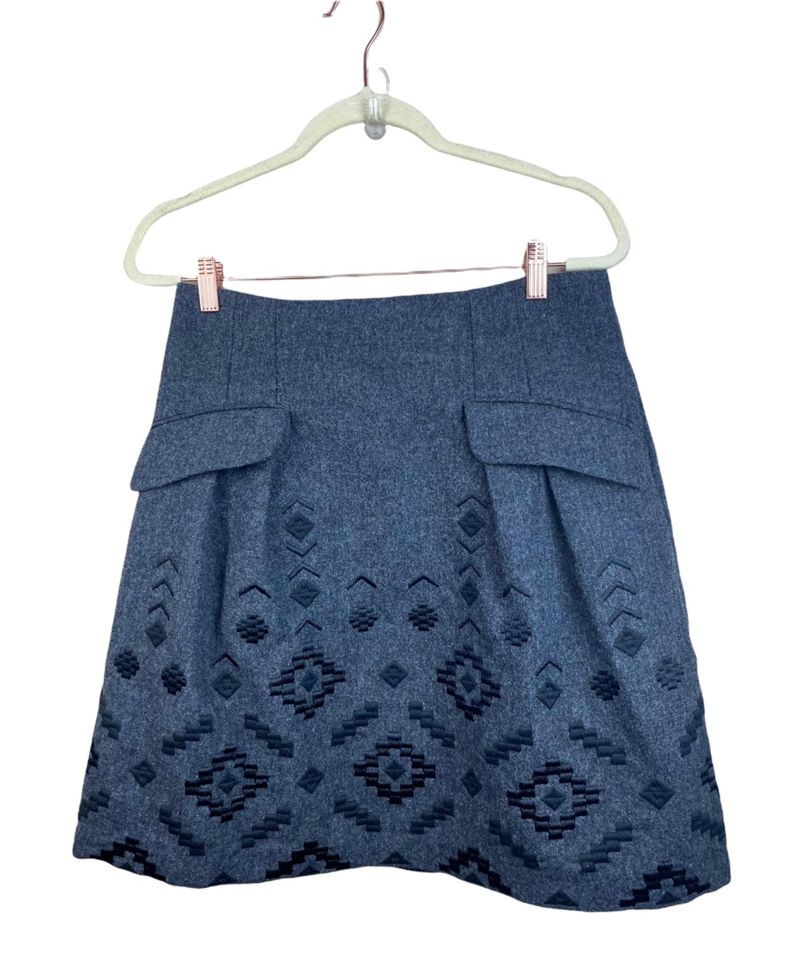Nanette Lepore Wool Embroidered Skirt