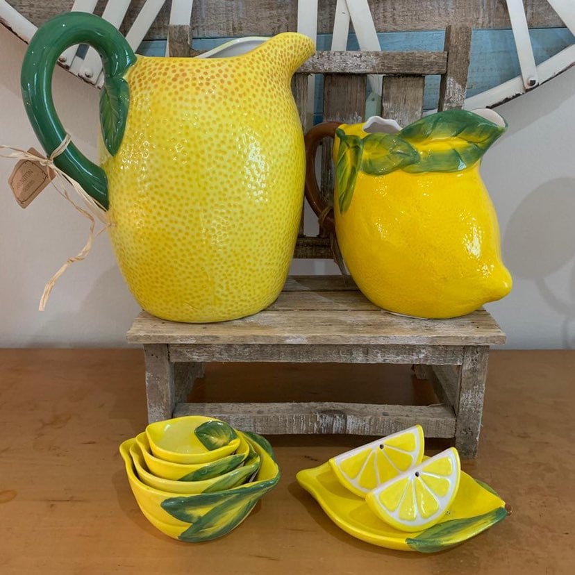 9 pc Ceramic Lemon / Pitcher /measuring