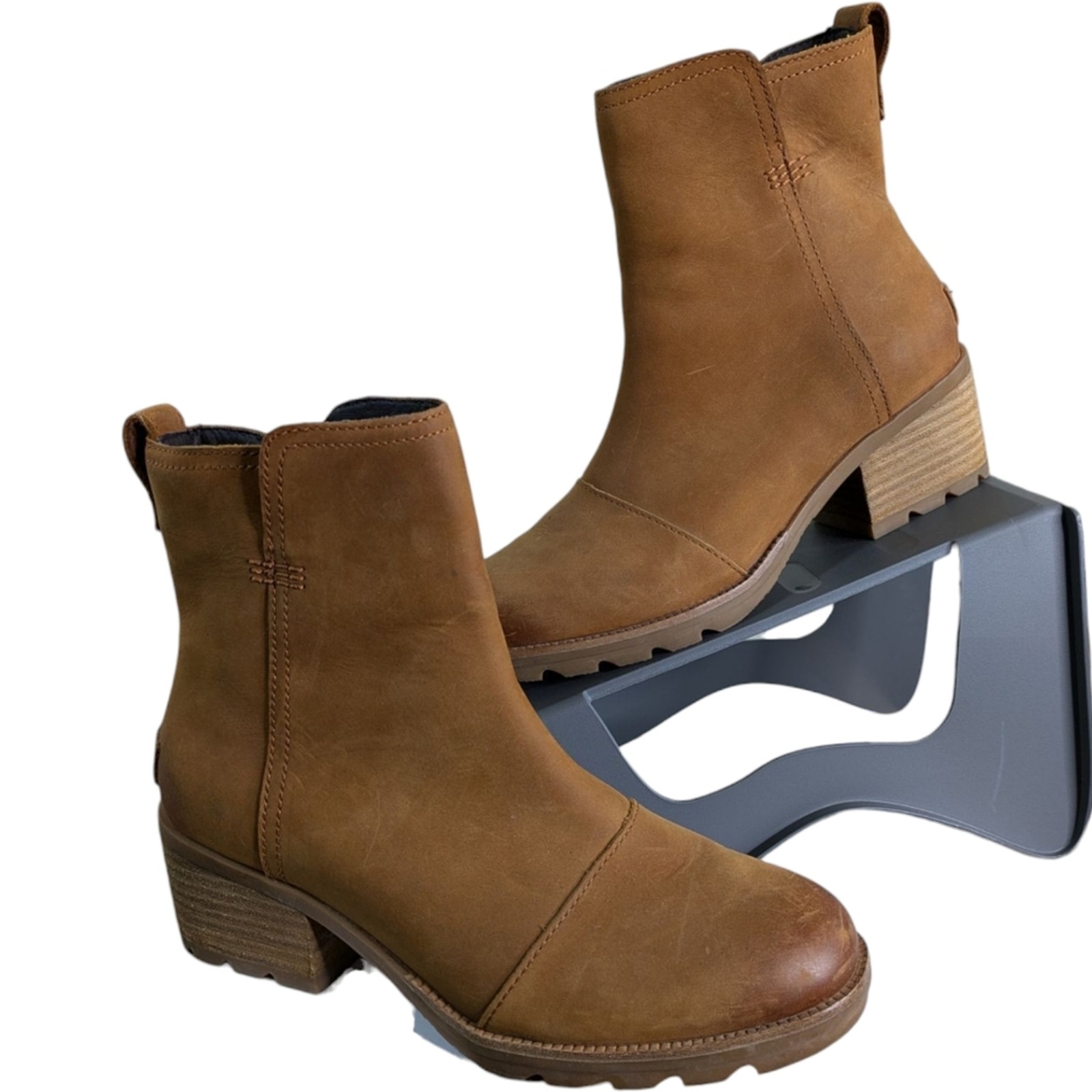 Sorel Cate Chelsea Ankle Booties Womens 6.5 Brown Nubuck Leather Boots NL3917-22