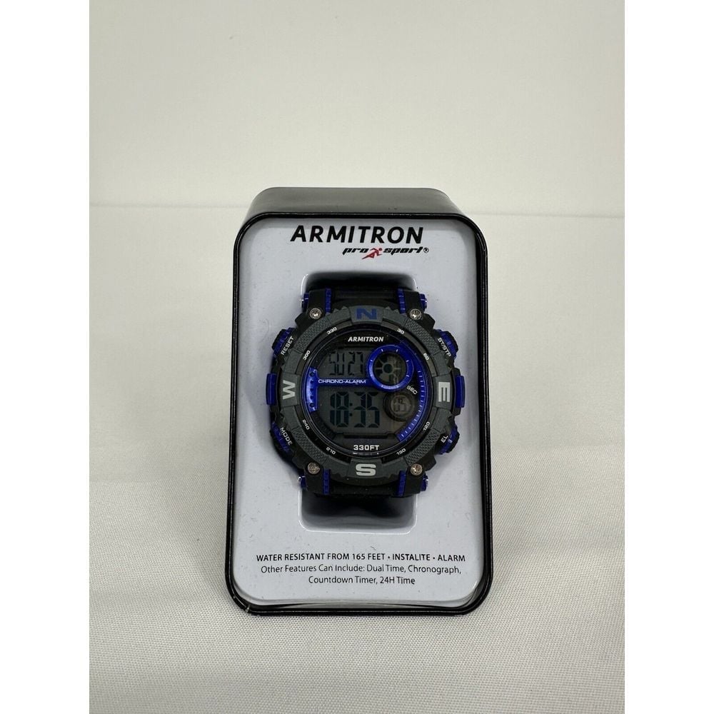 Armitron Men Wristwatch Blue Pro Sport Multi Functional Digital Watch New