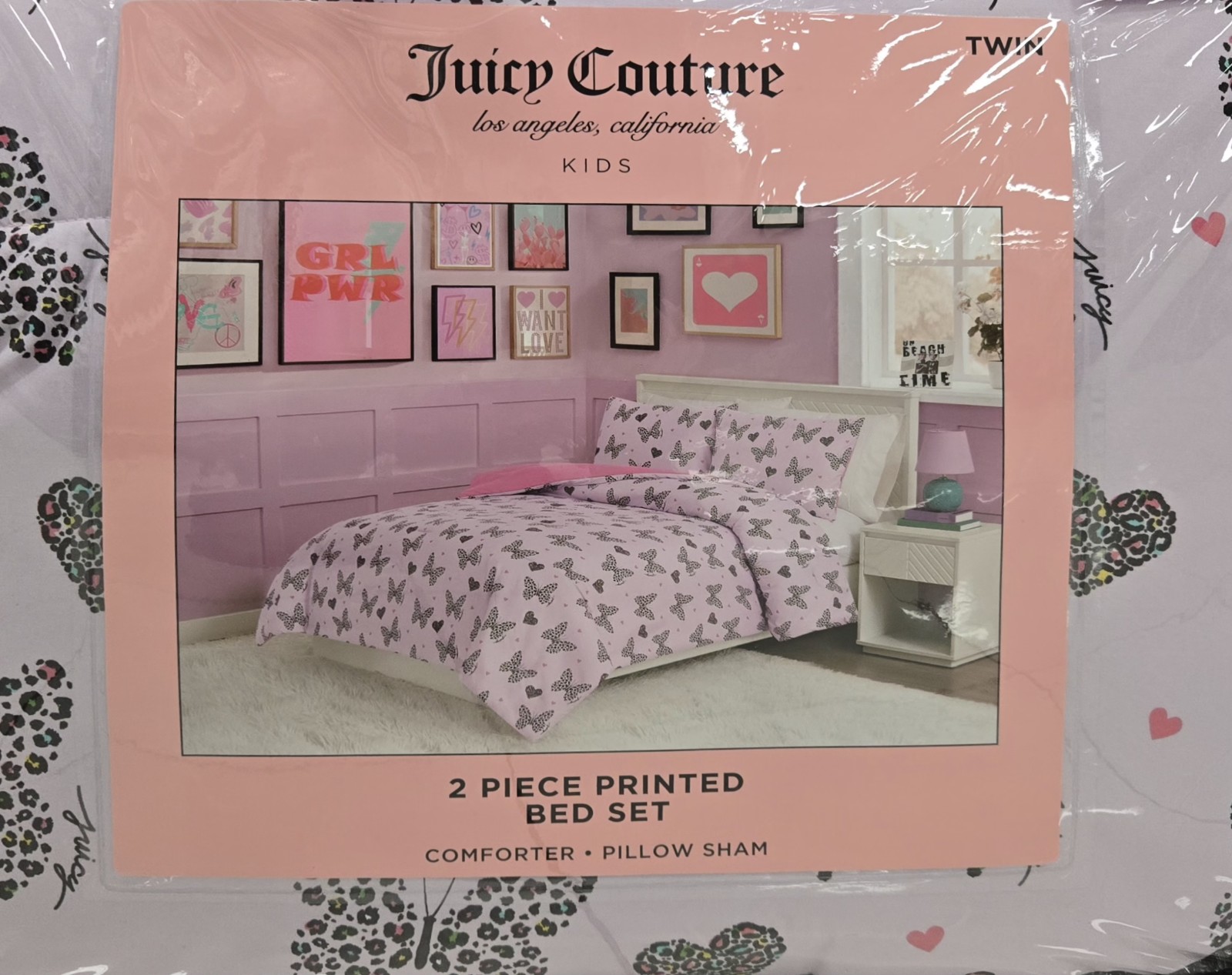 Juicy Couture 2 Piece Comforter Set Twin New Butterfly Bedding