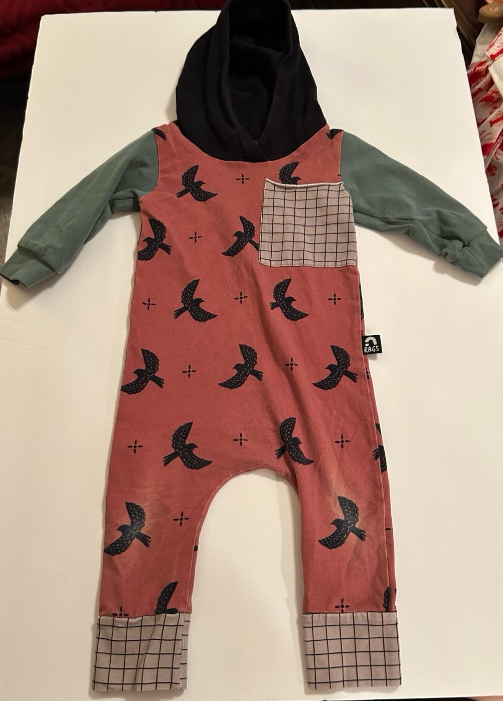 Rags Free Bird Terracotta Romper Size 3/6 months