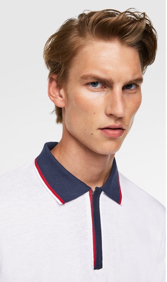 ZARA Contrast Pique Polo Shirt