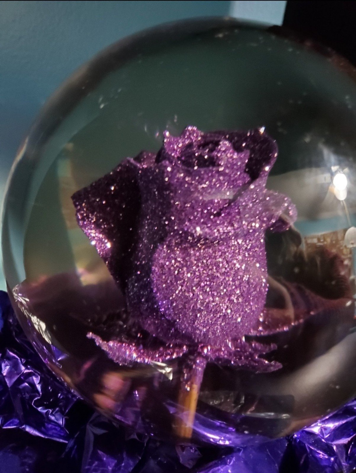 Preserved Purple Rose in Globe