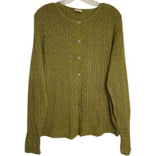 CP SHADES Vintage Button Front Cardigan Women's Large Diamond Pattern Knit