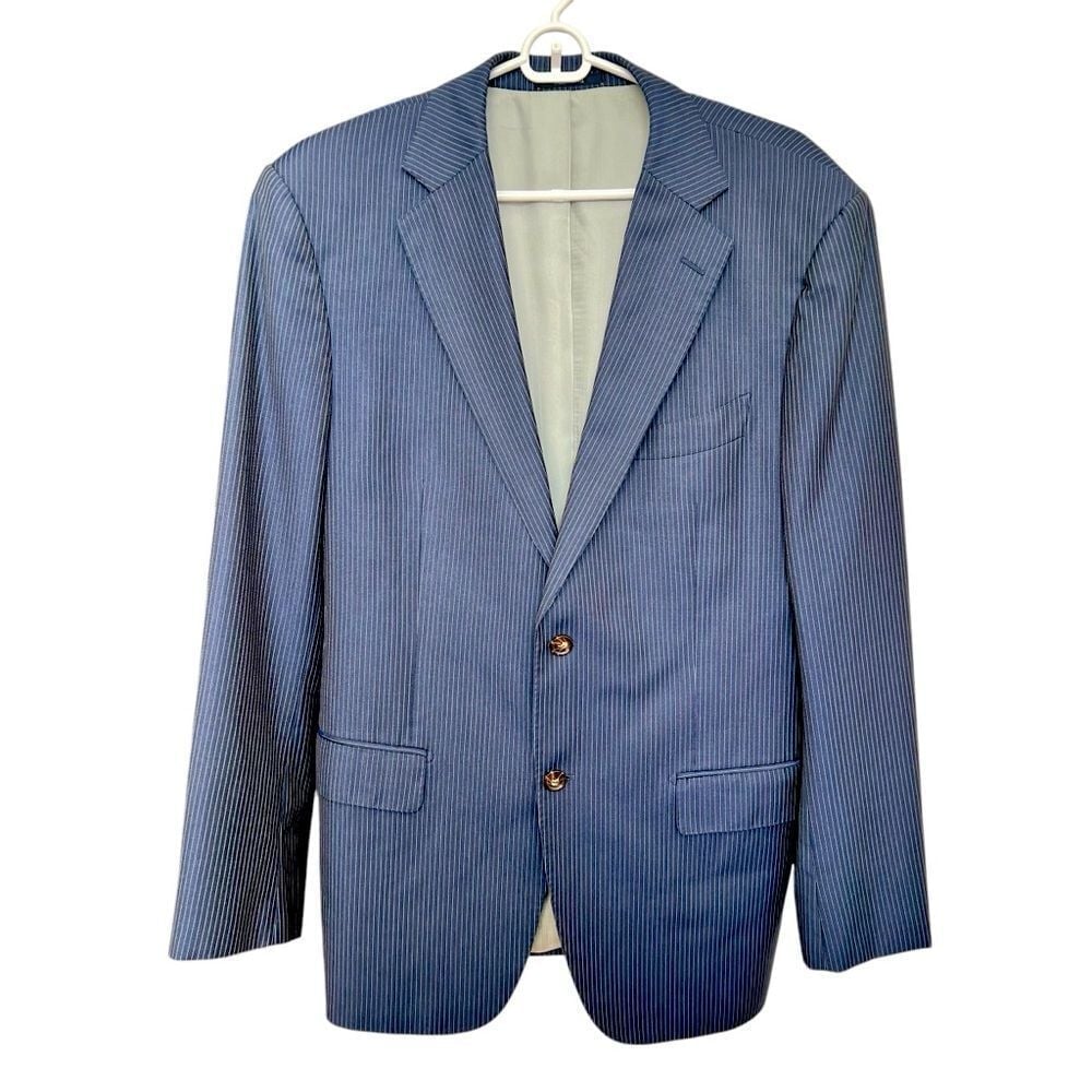 Suitsupply Blazer Pinstriped Jacket 44 Pure Wool Super 110's Vitale Barberis