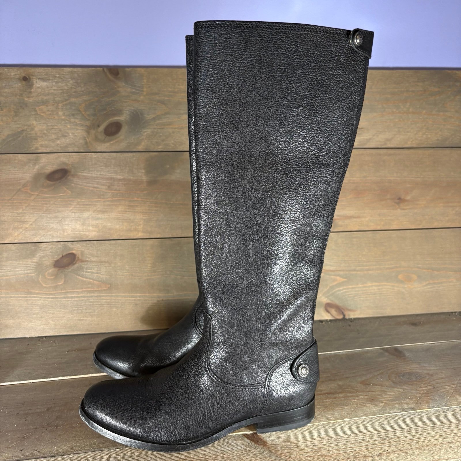 frye melissa womens size 6 shoes black leather tall zip up riding boots  Pre own