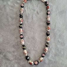 Cloisonne Beaded Necklace With Unique Sterling Silver Clasp