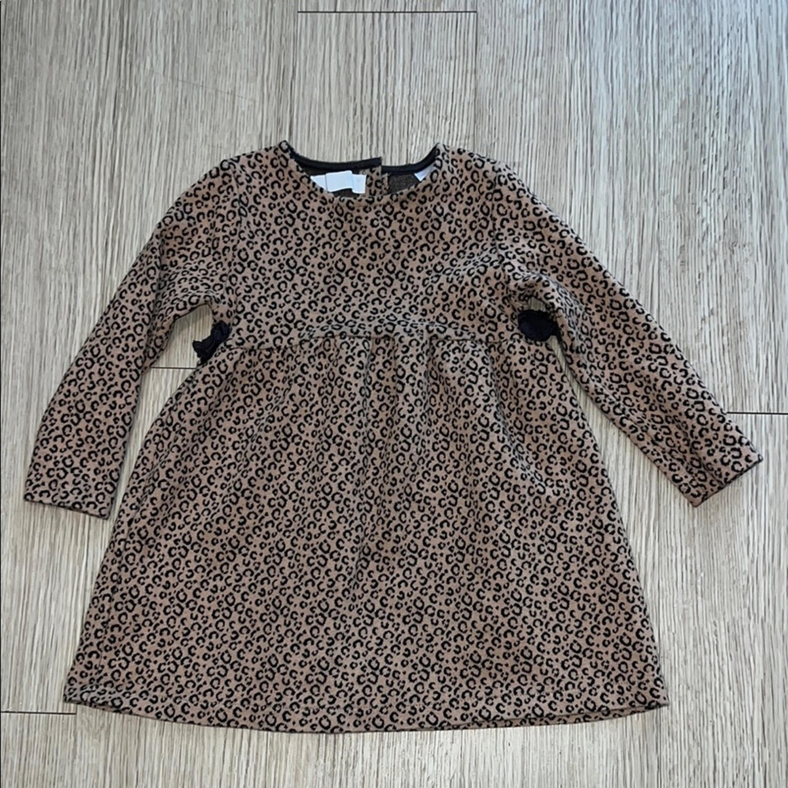 Zara Size 3-4 Girls Leopard Print Long Sleeve Kids Dress