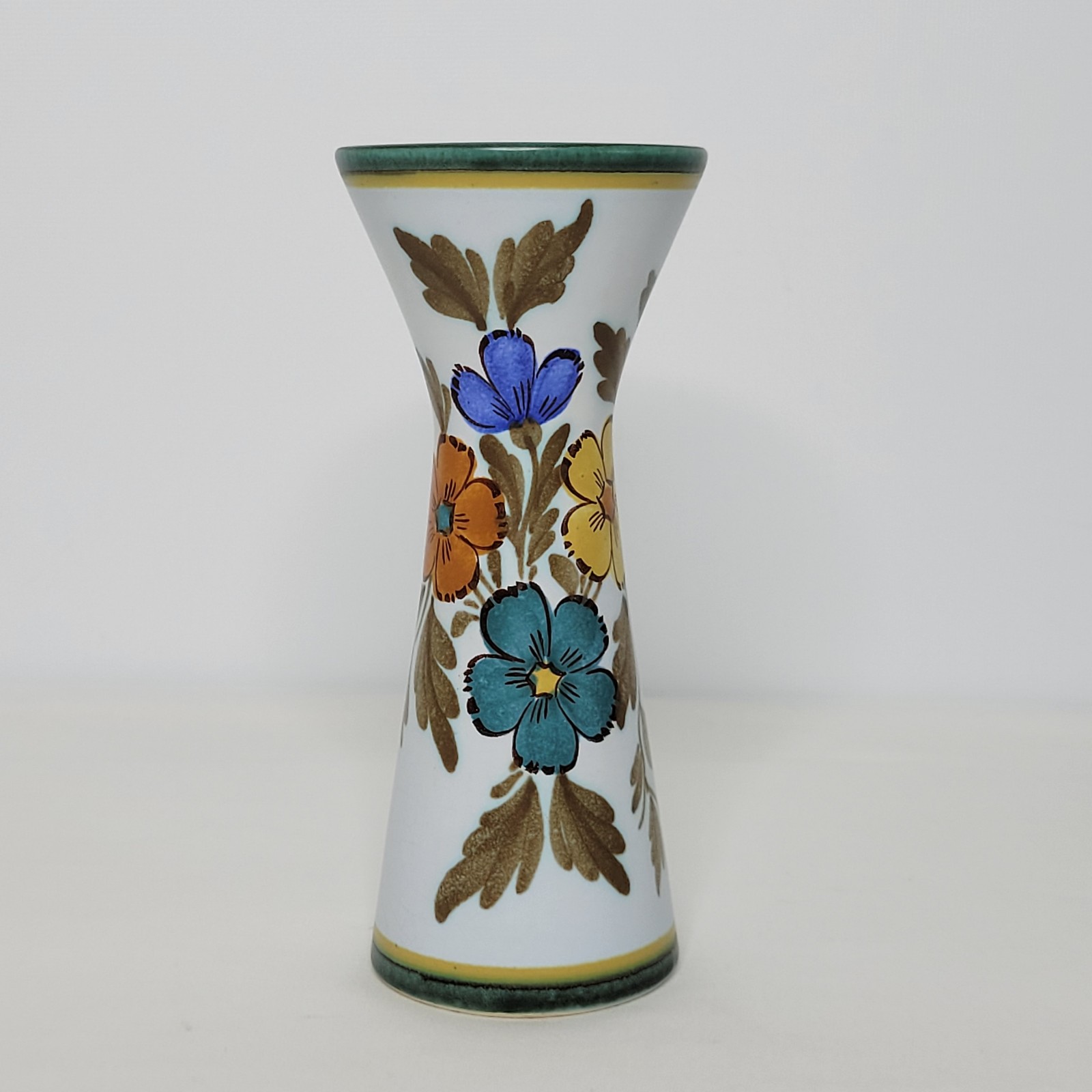 Flora Gouda Holland Pottery 7 Floral Vase Signed Irene Made in Holland