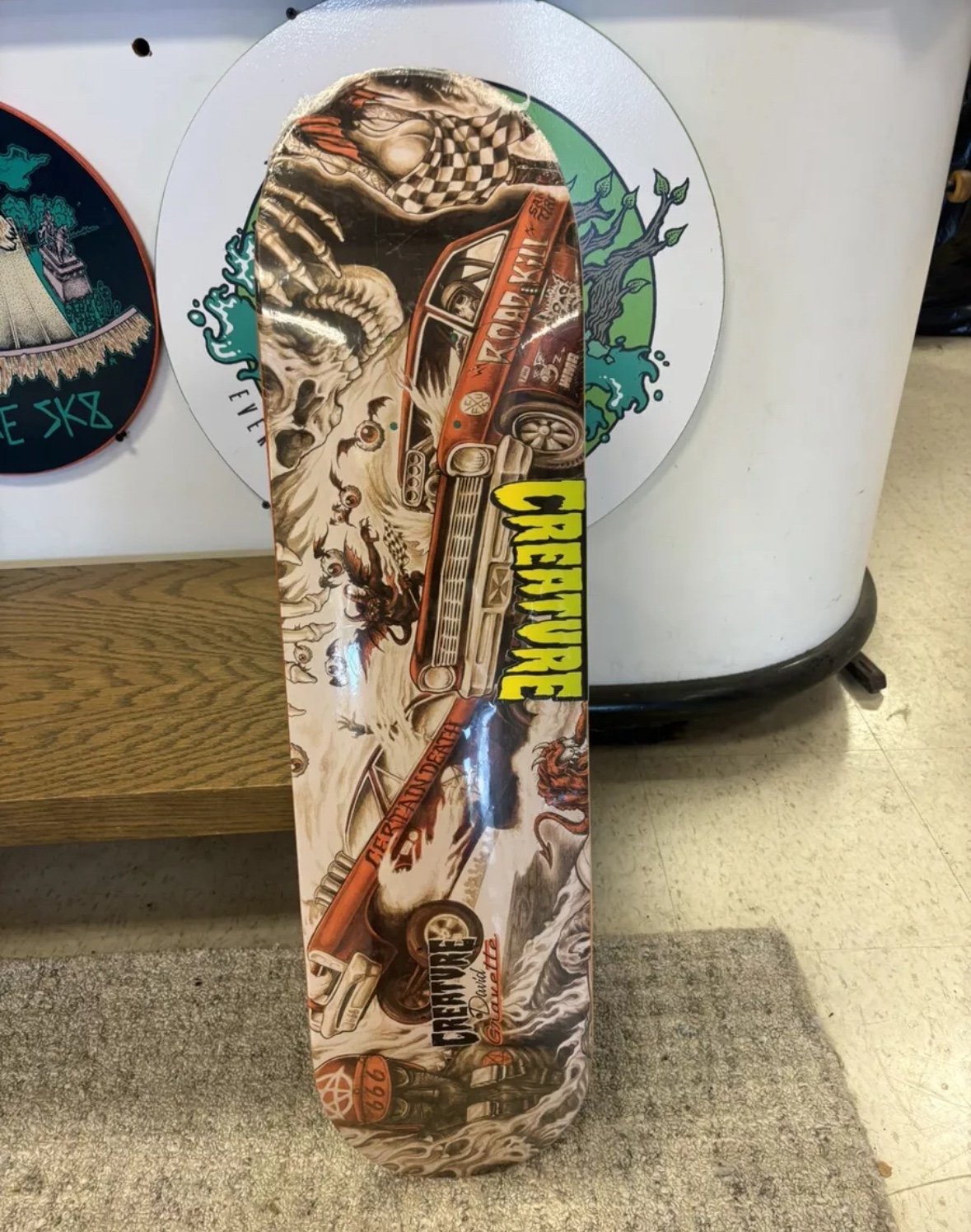 David Gravette Creature Skateboard Deck muscle car 666 hot rod HTF