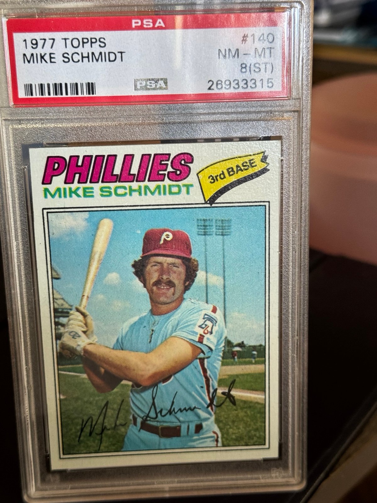 1977 TOPPS #140 MIKE SCHMIDT HOF Phillies PSA 8