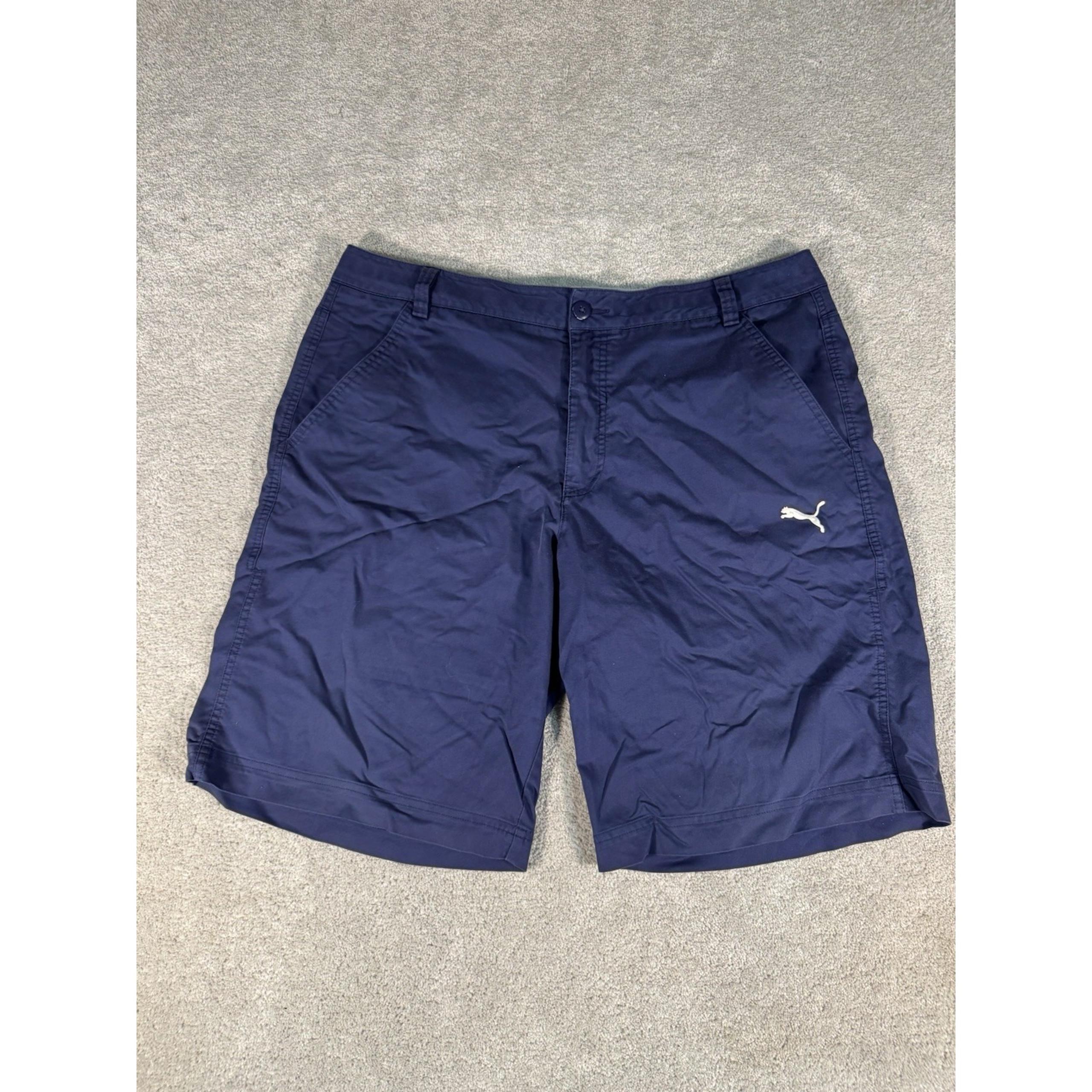Puma Mens Navy Golf Tech Shorts Men's 36 Dry Cell Performance Bermuda 10.5"