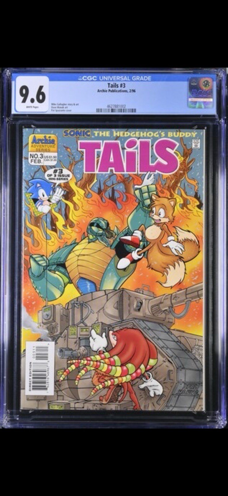SONIC THE HEDGEHOG'S BUDDY TAILS 3 (1996, ARCHIE COMICS) CGC 9.6 White Pages