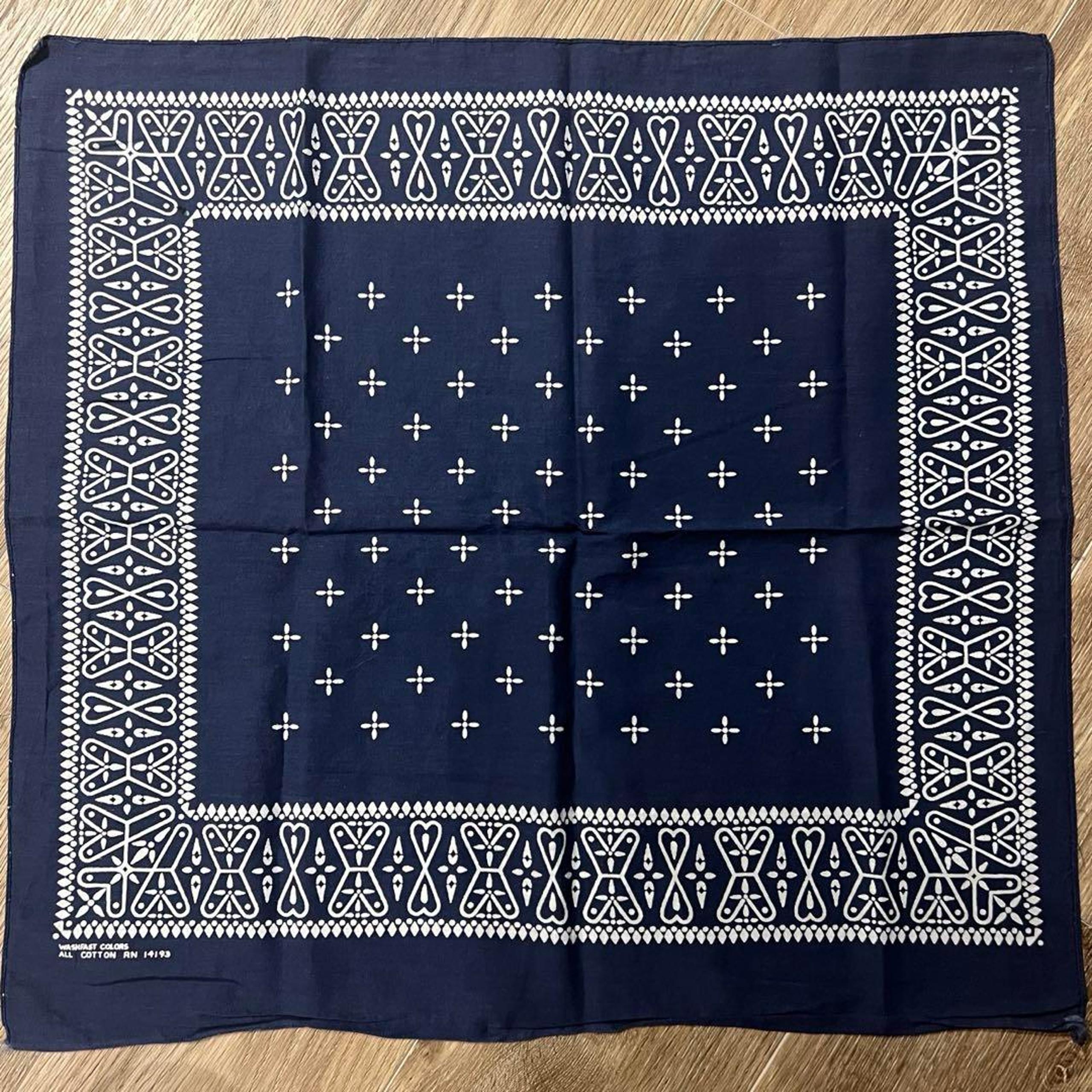 Cross Pattern Original Navy Blue RN14193 Vintage Bandana