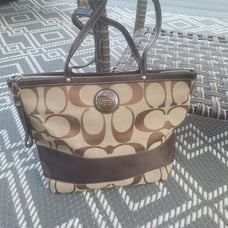 Vintage Coach Shoulder F15112 Tote Bag Signature Canvas