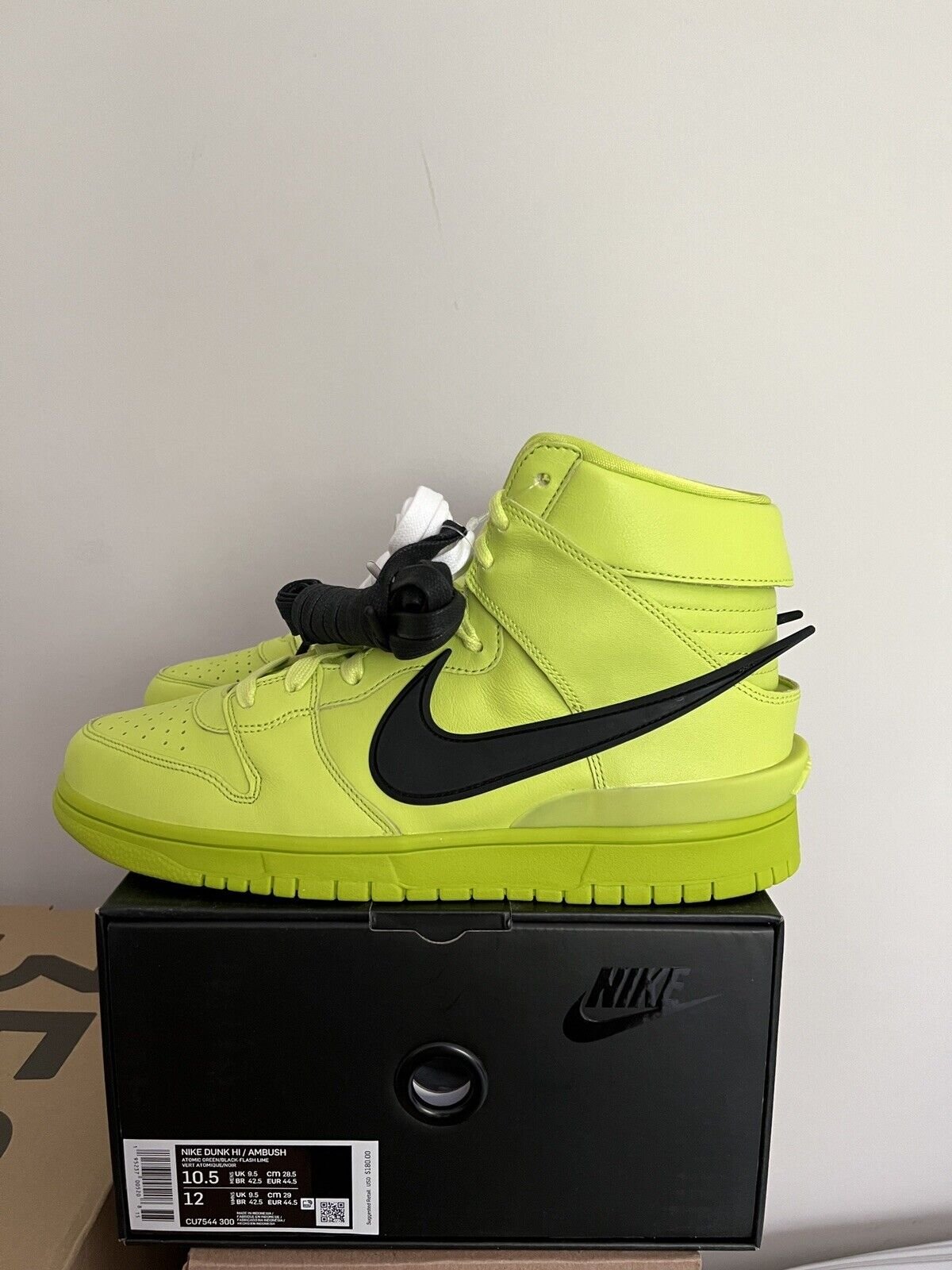 Size 10.5M / 12W - Nike Dunk High X Ambush Flash Lime CU7544-300 Brand NEW