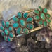 Turquoise flower blossom southwestern sterling silver cuff bracelet