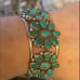 Turquoise flower blossom southwestern sterling silver cuff bracelet