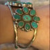 Turquoise flower blossom southwestern sterling silver cuff bracelet