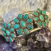 Turquoise flower blossom southwestern sterling silver cuff bracelet