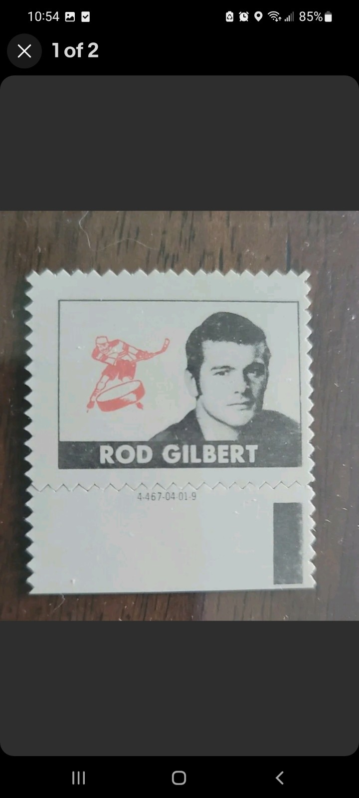1969 Rod Gilbert Stamp Hockey OPC-unused