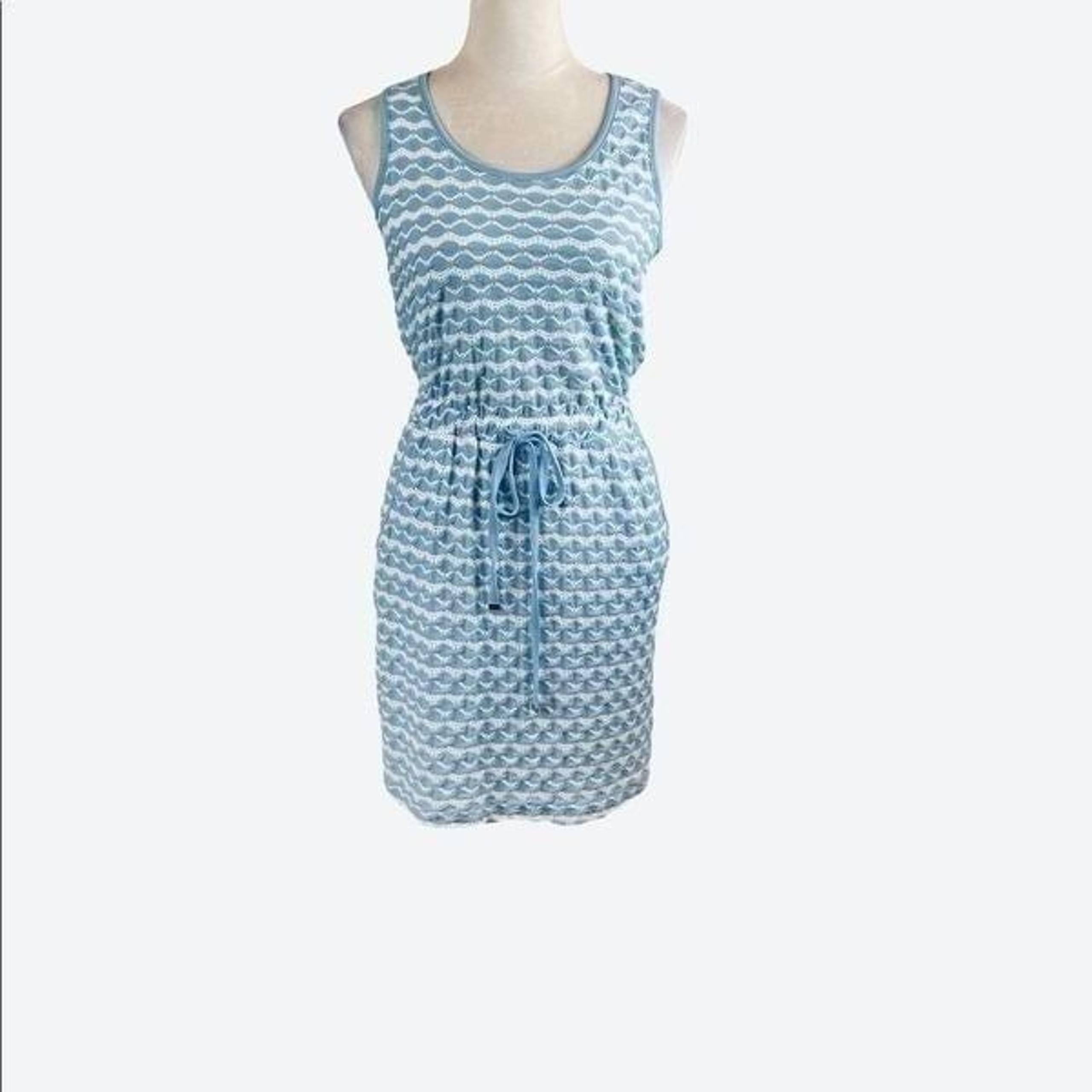 Eci Light Blue And White Sleeveless Dress, Size S