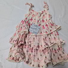 Kate quinn ruffle tier pom pom dress pink vintage ornaments
