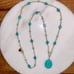 Ralph Lauren Faux Glass/Gold Tone & Beaded W/Turquoise Pendent Station Necklace