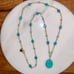 Ralph Lauren Faux Glass/Gold Tone & Beaded W/Turquoise Pendent Station Necklace