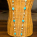 Ralph Lauren Faux Glass/Gold Tone & Beaded W/Turquoise Pendent Station Necklace