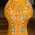 Ralph Lauren Faux Glass/Gold Tone & Beaded W/Turquoise Pendent Station Necklace
