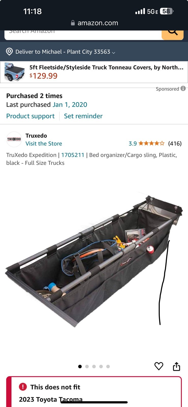 TruXedo Expedition | 1705211 | Bed organizer/Cargo sling, Plastic, black - Full
